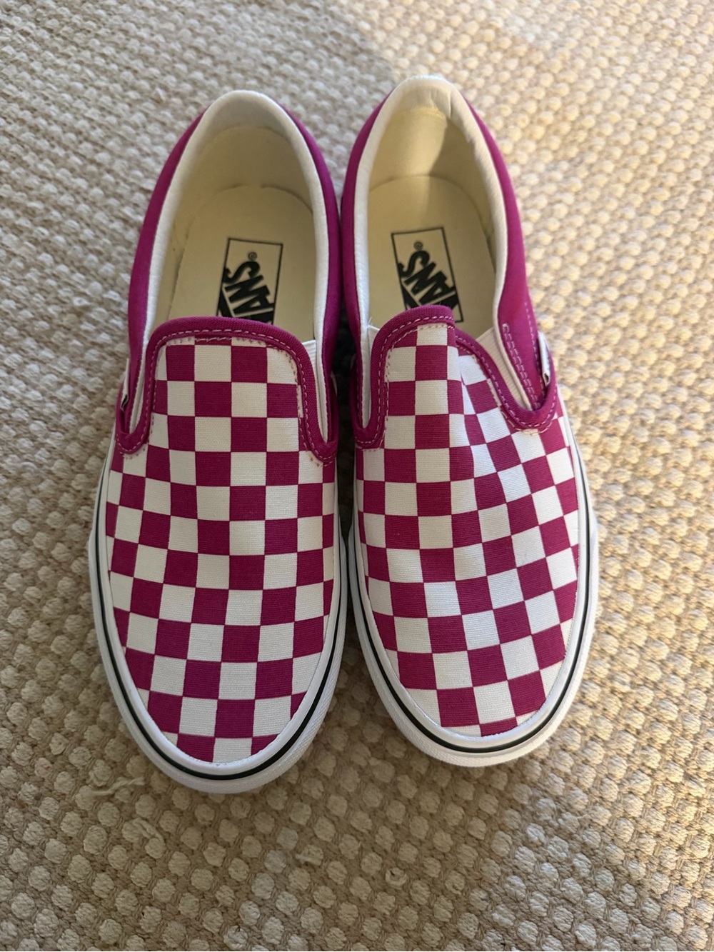 Vans Slip-On Checkerboard Sneakers - Magenta/White